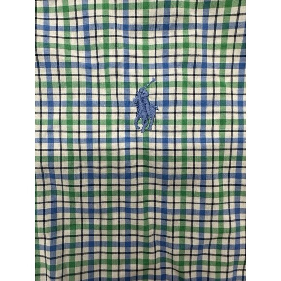 Ralph Lauren Men’s Button Down Long Sleeve Short 2XB Green Blue Cotton Stretch - Picture 7 of 7